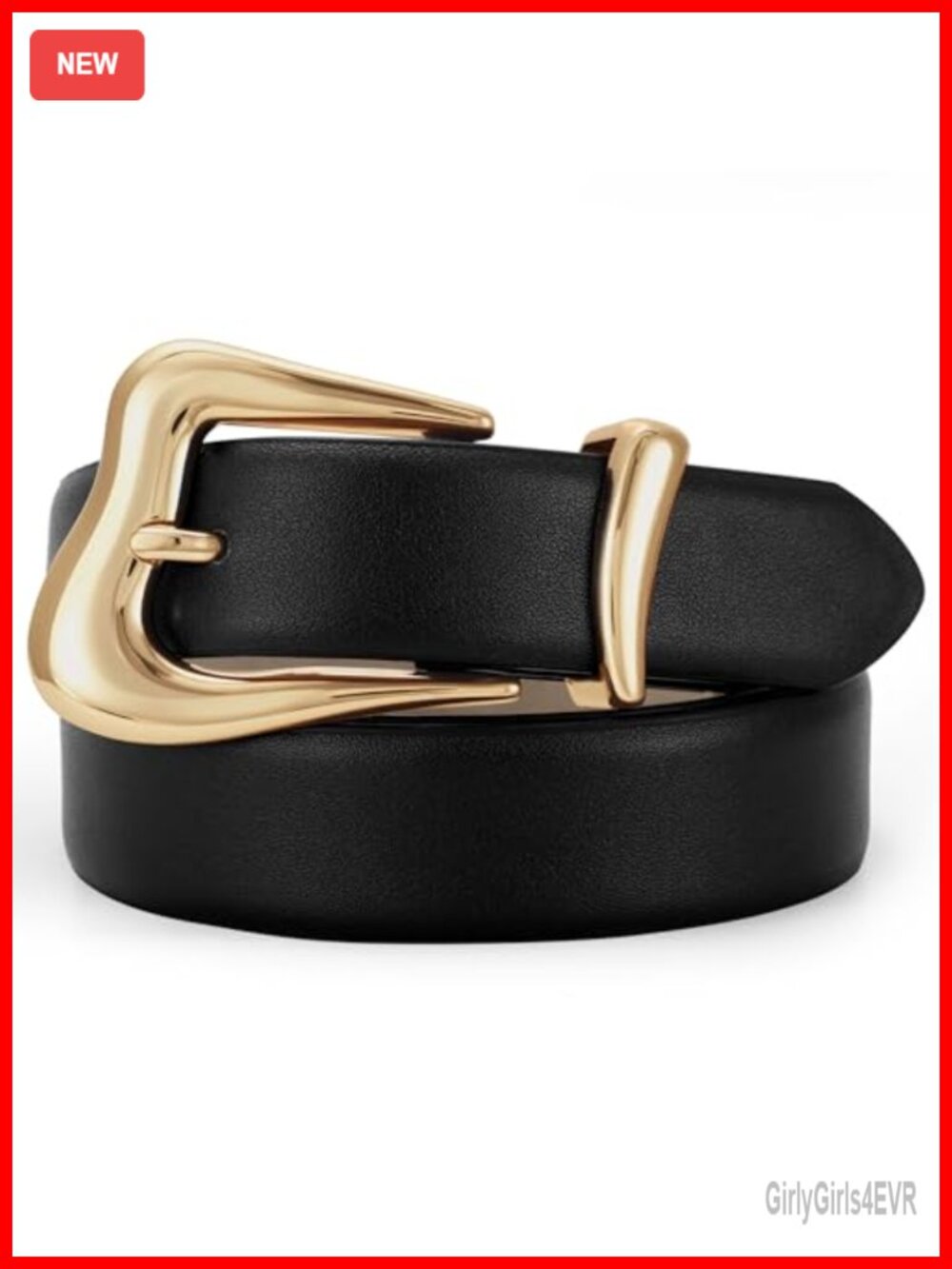 Women PU Leather Belt with Gold Buckle Fashion Waist Belt for Jeans Pants